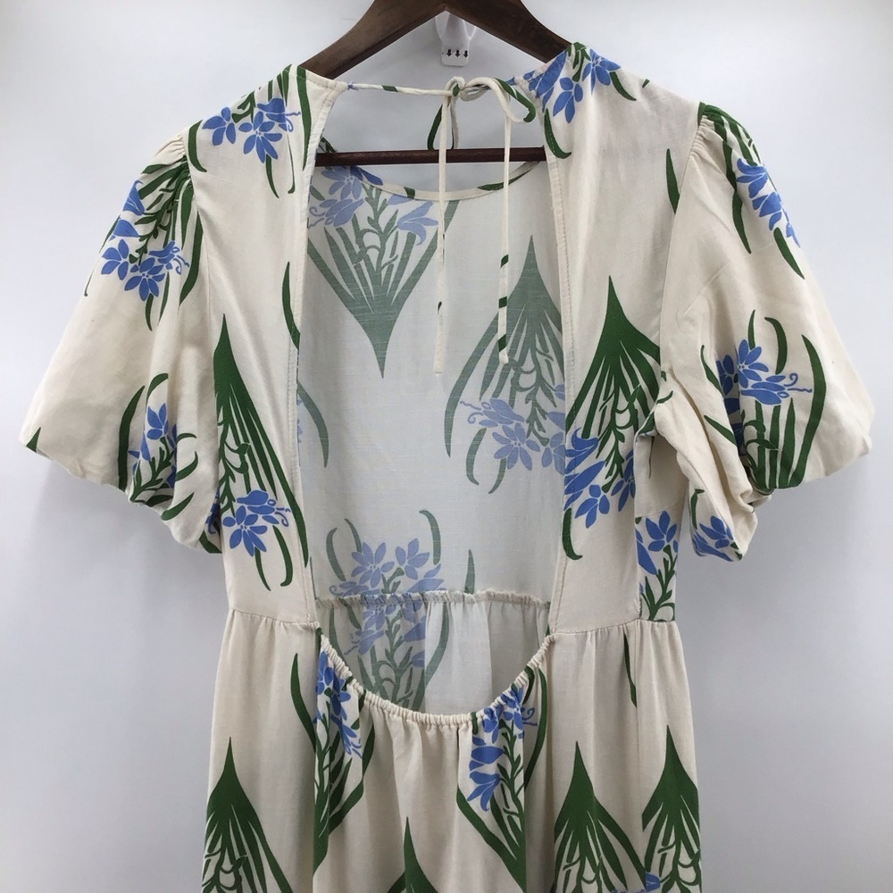 Zara Sofia Puff Sleeves Cream Maxi Dress Floral Design - Picture 5 of 10